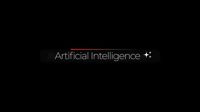 Artificial Intelligence text animation with glowing UI interface