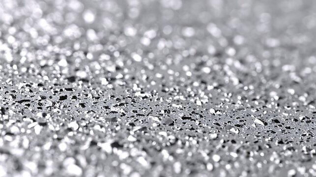 Glittering silver sparkles background texture.