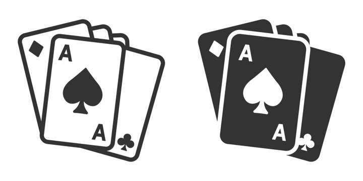 Black and white playing card icons with ace of spades and symbols.