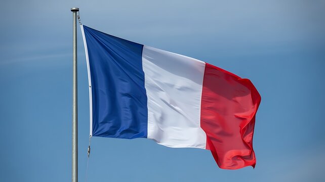 French flag waving, blue white red tricolor, France national symbol, patriotism
