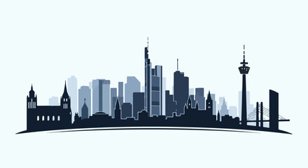 Obraz premium Silhouette skyline with diverse architectural styles and a prominent tower