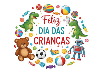 Fototapeta premium A colorful children's day celebration graphic isolated on transparent background, PNG