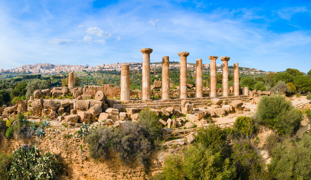Temple of Heracles aerial panoramic view, Agrigento