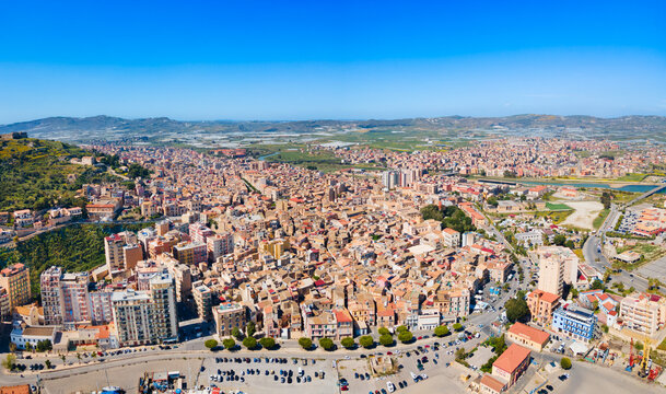Licata city aerial panoramic view in Sicily