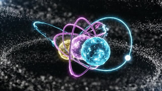 Abstract 3D Animation of Atomic Structure with Glowing Electrons