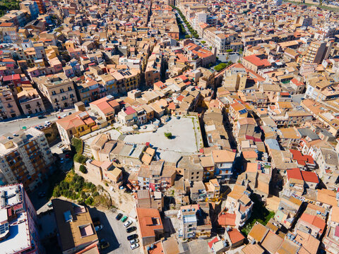 Licata city aerial panoramic view in Sicily