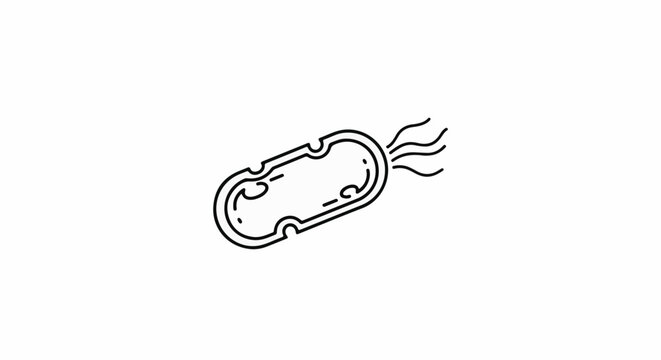 Simple line drawing of a single bacterium with flagella