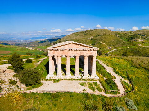 Temple of Segesta aerial panoramic view, Sicily