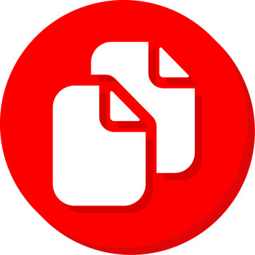 White stacked document icons on red circle with shadow for managing multiple file collections