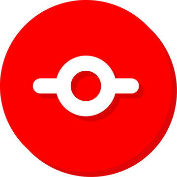 White git commit circle symbol on red round button for software history and development