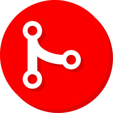 White git merge symbol on red circular icon for software integration and code management