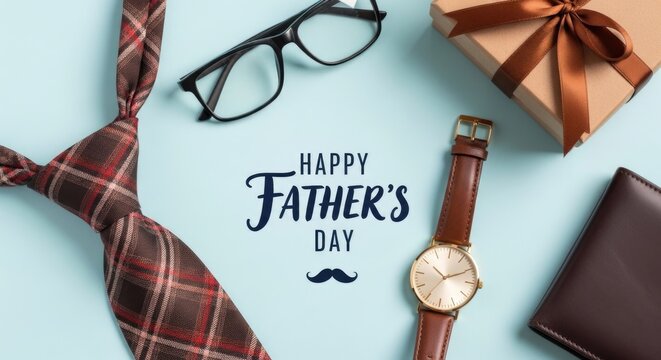 Happy father's day stylish accessories for dad tie watch glasses gift