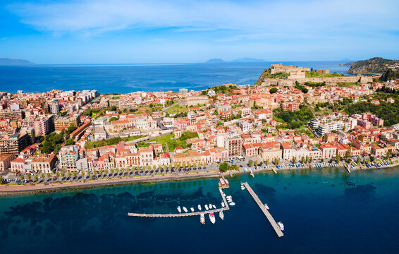 Milazzo city aerial panoramic view, Sicily