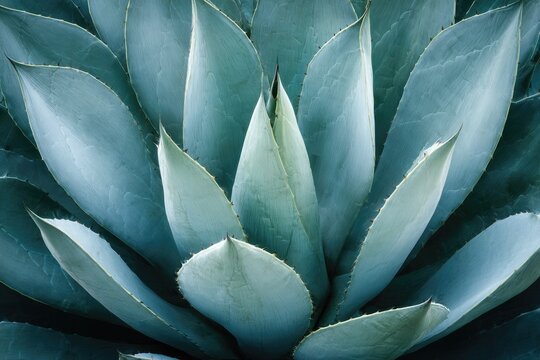 Close-up of a Blue Agave Plants Succulent Leaves.