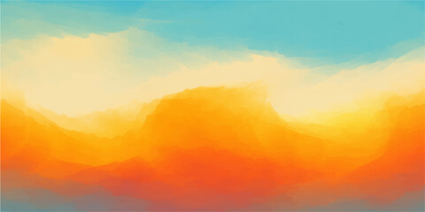Fototapeta premium A vibrant summer sunset paints the horizon in bright shades of red and orange as the sun glows through a dramatic cloudscape in the blue evening atmosphere