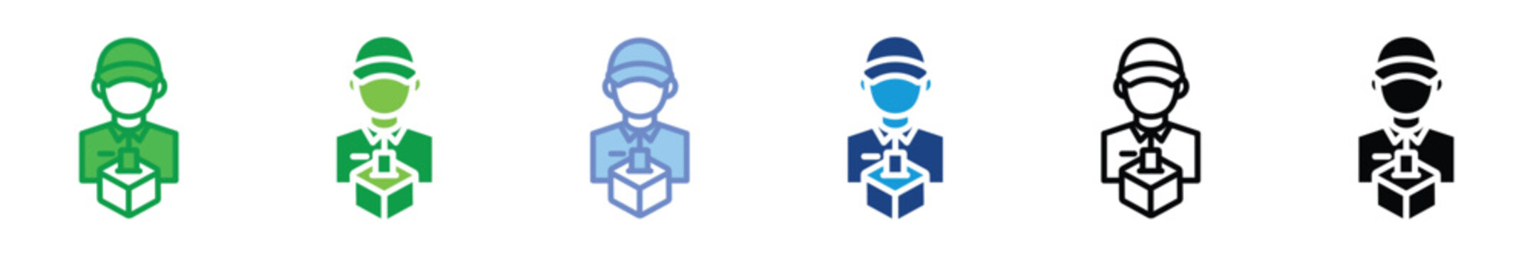 Poll Worker Voting Icon Set, Voter Casting Ballot Box Symbol, Election Participation Officer, Democracy Voting Process, Flat Outline Glyph Color Variations