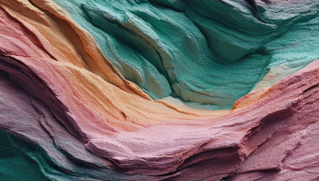 Vibrant layers of sedimentary rock reveal a stunning display of natural color and geological formations in a close-up perspective.