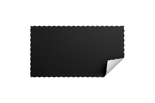 Black rectangle banner with deckle edge and curled paper corner, offering a blank customizable template on transparent background