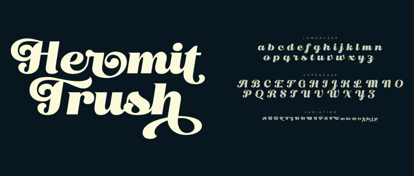 A stylish typography design featuring the Hermit Trush font on a dark background