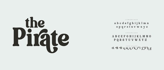 A stylized typography design featuring the pirate-themed alphabet and font © Font
