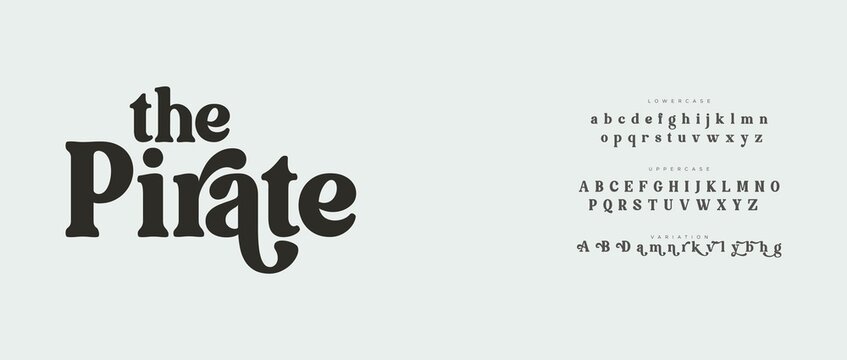 A stylized typography design featuring the pirate-themed alphabet and font