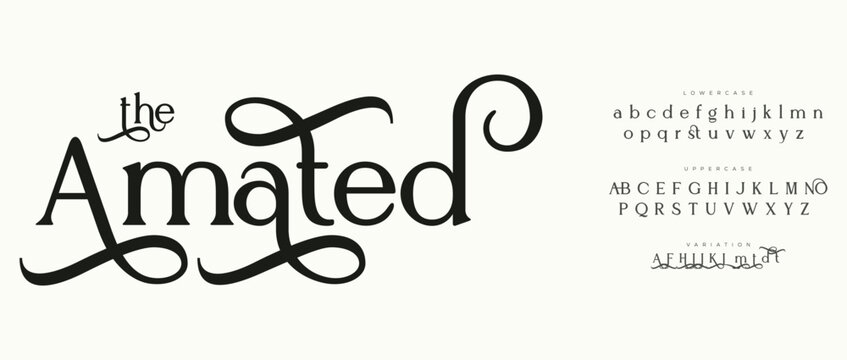 The Amated font displayed on a clean white background with elegant typography