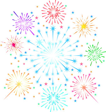 Colorful fireworks, party sparks