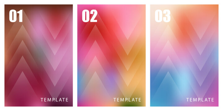 Abstract blurred gradient chevron templates set