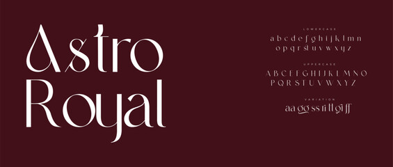 A modern typography design featuring the Astro Royal font on a dark red background © Font