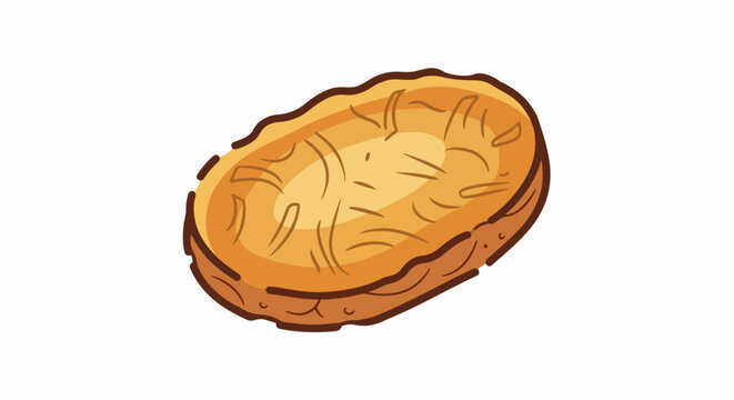 Cartoon-style illustration of a golden-brown hash brown patty