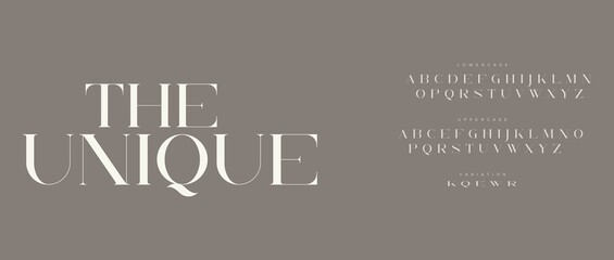 Fototapeta premium A modern typography design with the words 'The Unique' in large white letters on a brown background