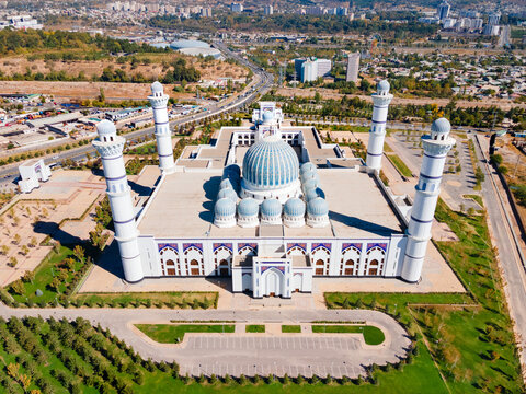 Central Cathedral Mosque of Dushanbe city aerial view