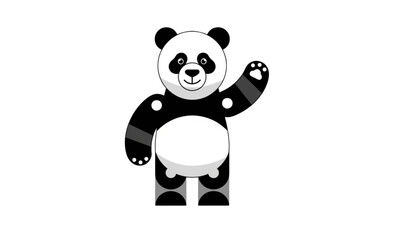 Geometric panda bear waving paw modern cute animal character vector design © MstAnisa