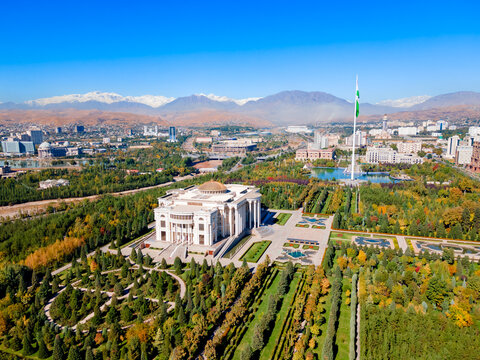Palace of the Nation aerial panoramic view, Dushanbe