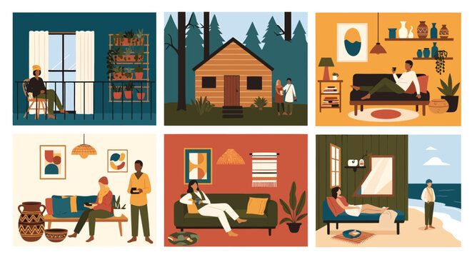 people in different home environments and settings