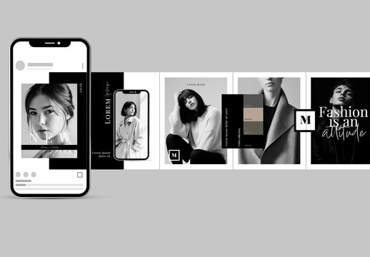 Black and White Accents Social Media Carousel