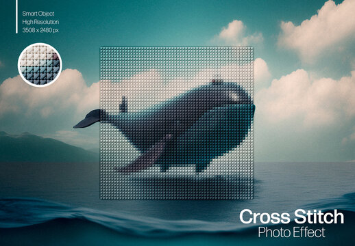 Cross Stitch Photo Effect PSD