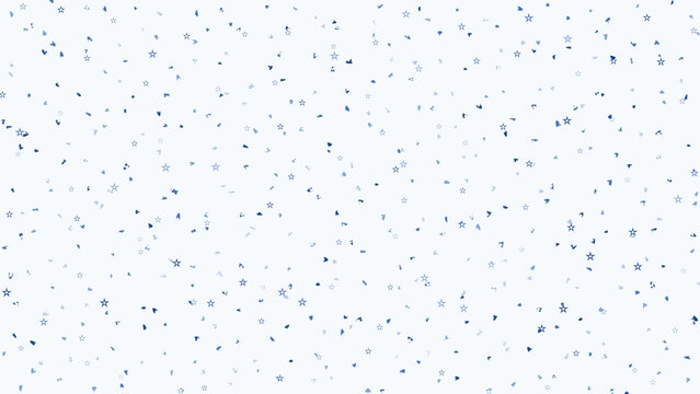 Seamless blue star confetti pattern on light gray background with tiny scattered celestial shapes for nursery textile fabric wallpaper design decor for playful room decor