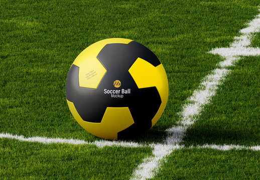Soccer Ball Mockup On Grass Field