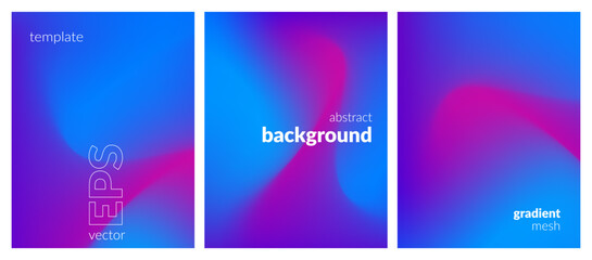 Fototapeta premium Abstract liquid background set. Gradient mesh. Effect bright color blend. Blurred fluid colorful mix. Modern design template for web covers, ad banners, posters, brochures, flyers. Vector image EPS