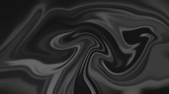 Dark grey liquid flow abstract background, with grainy texture, and intertwining waves, for modern minimalist, digital and