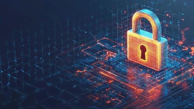 Secure digital network with futuristic lock and circuitry design