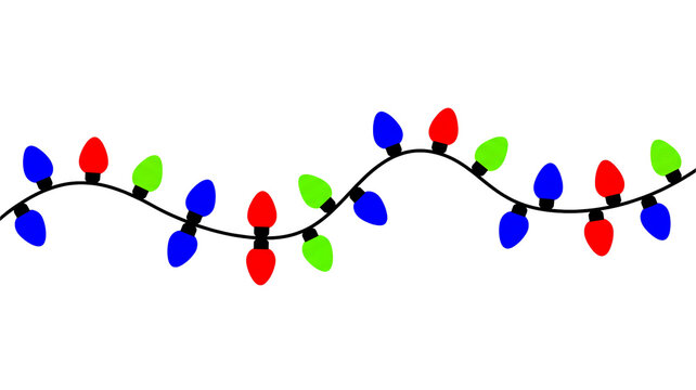 Colorful string lights decoration isolated on white background festive element