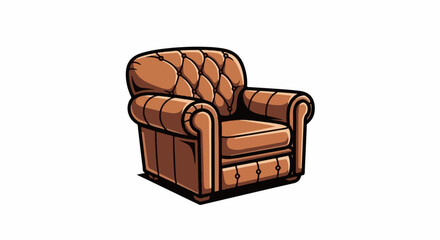 Fototapeta premium Brown tufted leather armchair with rolled arms