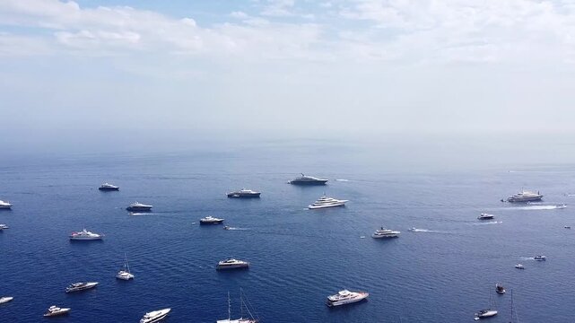 Aerial View of Faraglioni Rocks and Capri Coastline, Italy