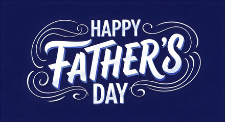 Obraz premium Happy father's day calligraphy design on a dark blue background