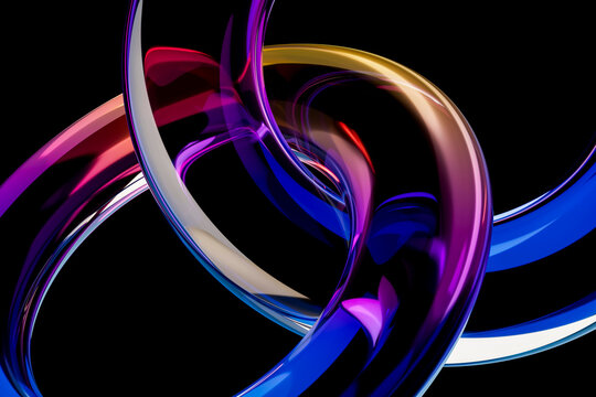 3D glass circles on black background