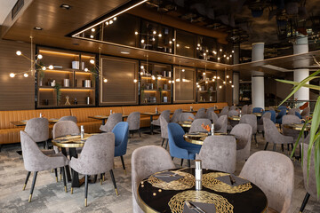 Fototapeta premium Modern hotel restaurant interior with new design