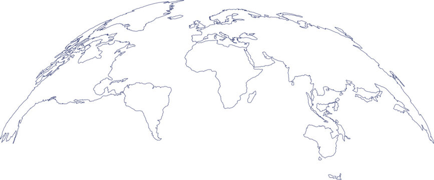 Rotating Globe Outline World Map Curved Perspective for Education Vector Illustration