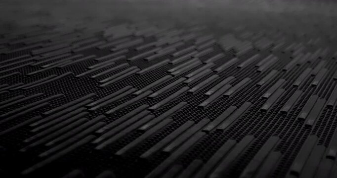 Slow Pan Over Black Slat Texture. Smooth slow movement across extreme close-up of black parallel slats.